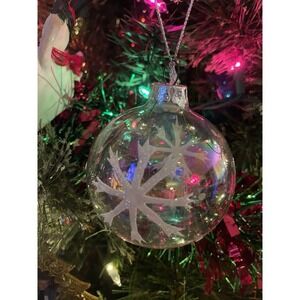 Kurt Adler's Santa's World Iridescent Glass Christmas Ornaments.  Set Of 4 -3x3"